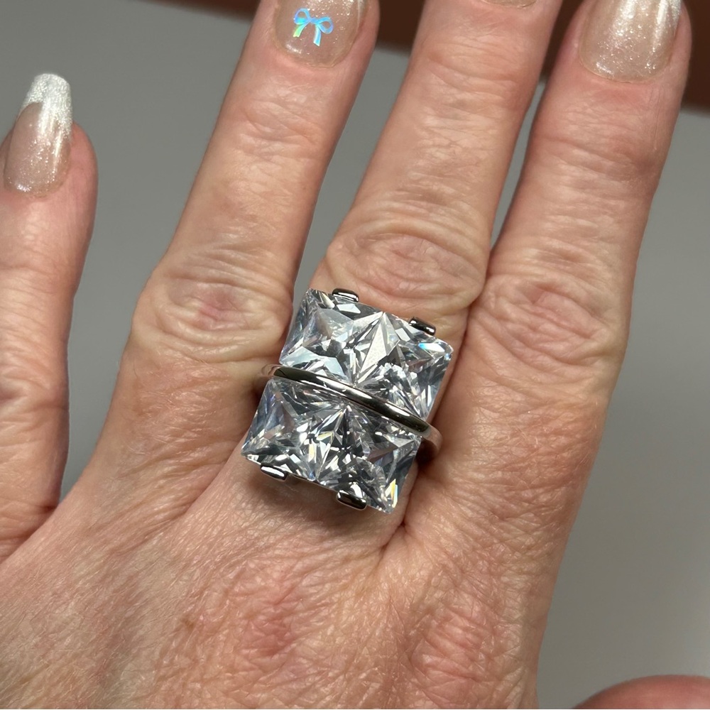 Camille Lucie Quad Princess Cut Silver Statement Ring
